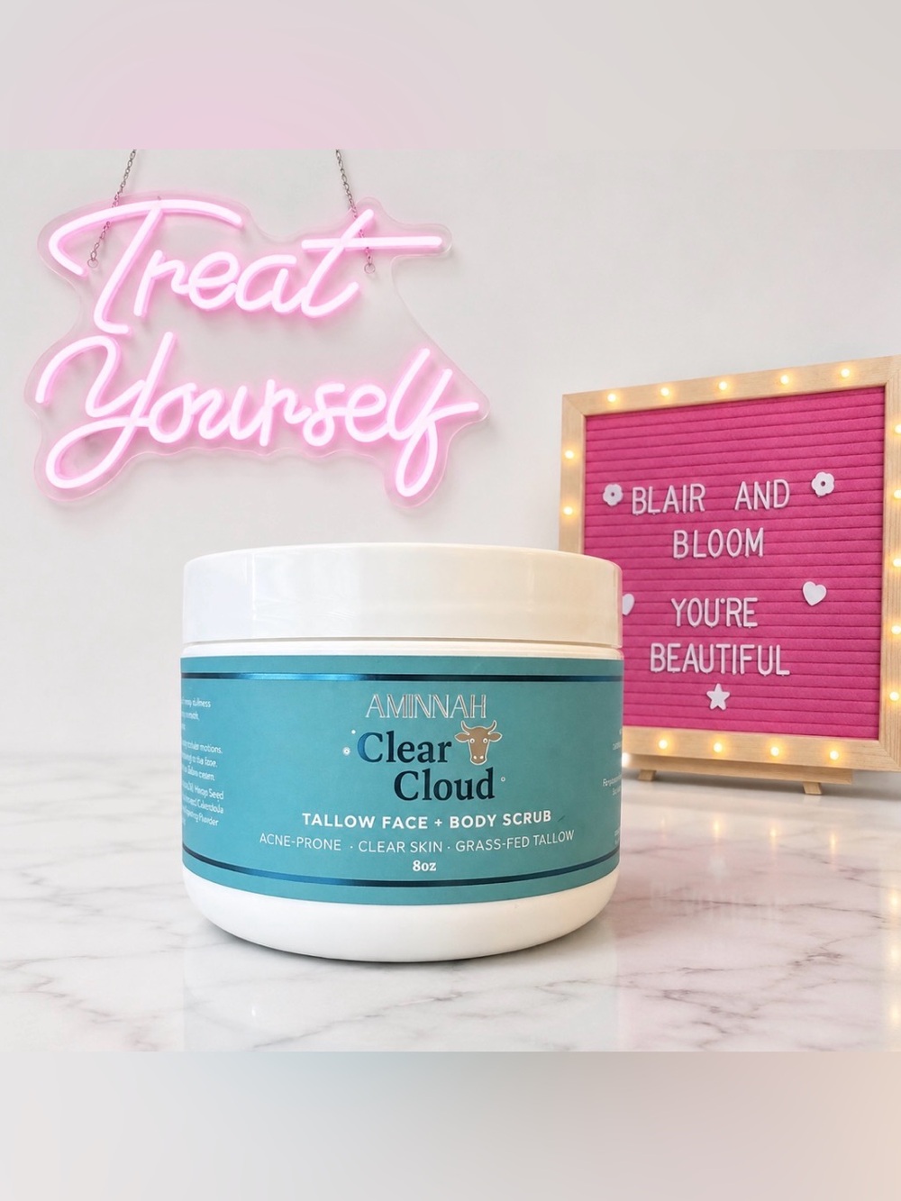 AMINNAH Clear Cloud Tallow Face + Body Scrub 8oz - NEW